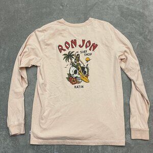 Katin Long Sleeve Tee in Light Pink with Multicolor Surf Graphic